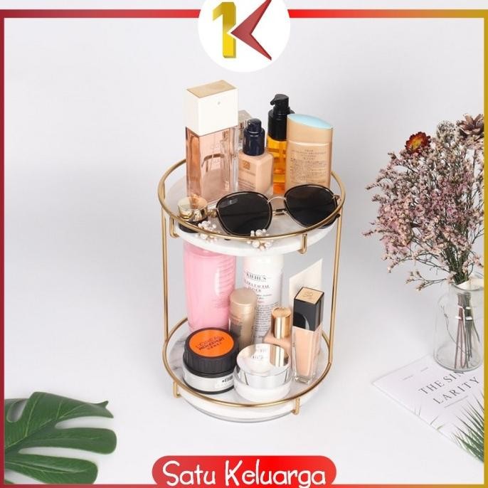 SK-K134 Rak Kosmetik Bulat 2 Tingkat Rak Putar 360 Derajat