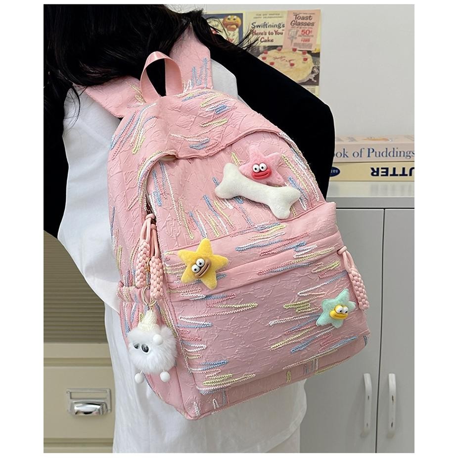CR - Tas Sekolah Pink/ Tas Sekolah Ins Lucu tas sekolah sma korean style Tas Sekolah Wanita Korea Si