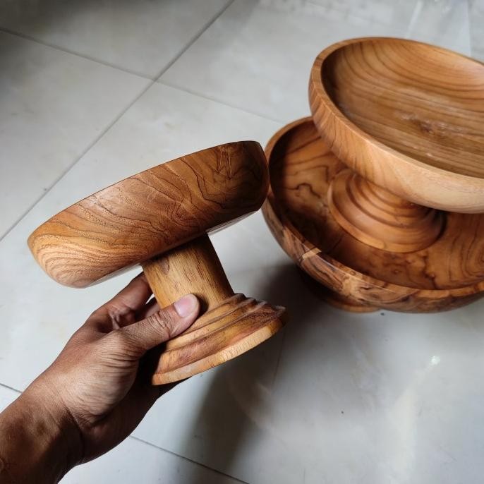 dulang kayu jati stand buah kue roti