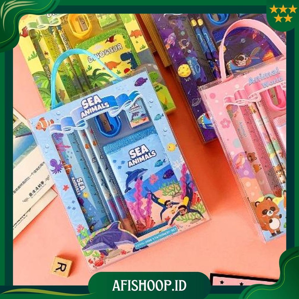 

Gratis Ongkir - S5926 Stationery Set / Alat Tulis Set 6 In 1 Hadiah Souvenir / Paket Alat Tulis + Dompet Anak / Alat Tulis Set Karakter Ori
