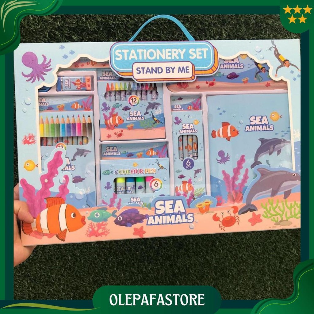 

[Jno](Ktps.5)Kotak Pensil Sett / Study Set Stationery Set Alat Tulis Sekolah Anak Set Atk Motif Gratis Ongkir