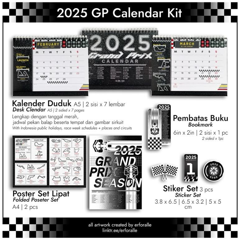 

2025 Formula 1 GP Calendar Kit