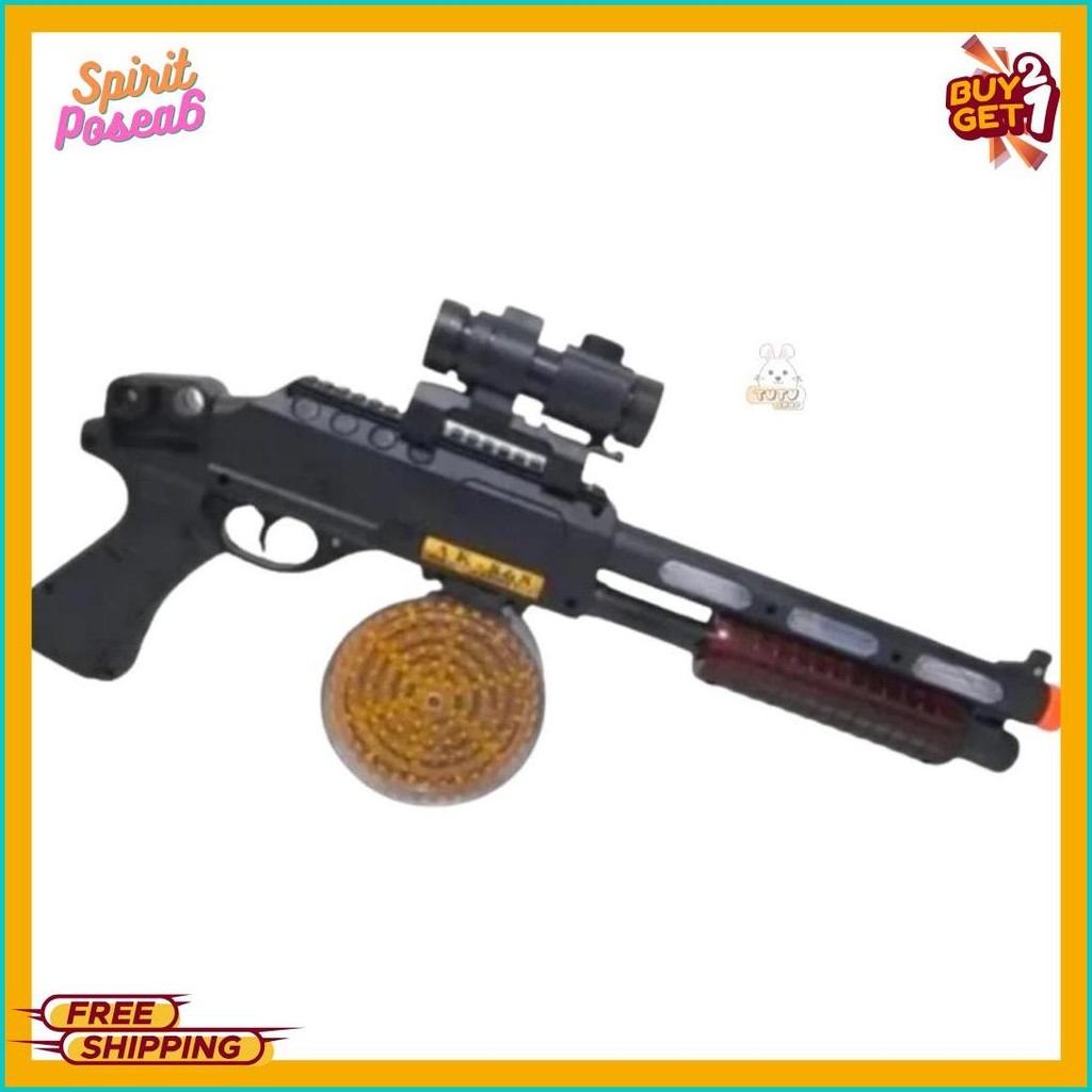 Tutu Shop Mainan Pistolan Anak / Mainan Ak47 Squid Game Musik Lampu Play Tanpa Peluru Terlengkap Dan