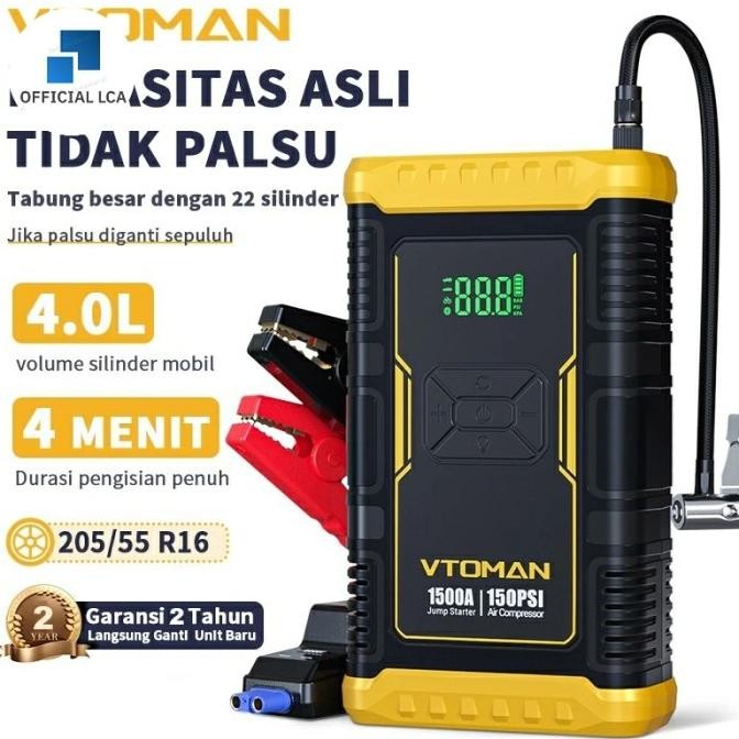 NEW Vtoman X3 Pro Jump Starter Aki Pompa Ban Mobil Motor PowerBank 10000mah