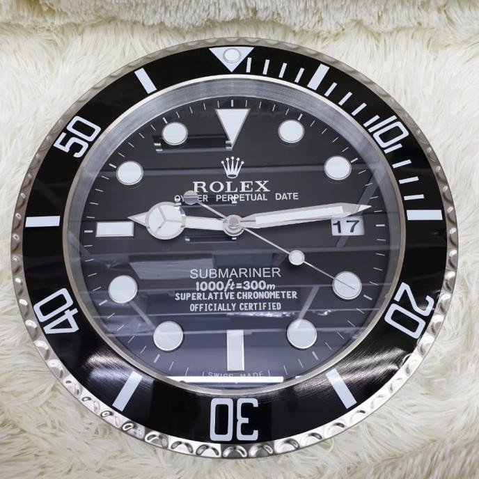 Jam Dinding Rolex Submariner Black Movement Swipe 35cm