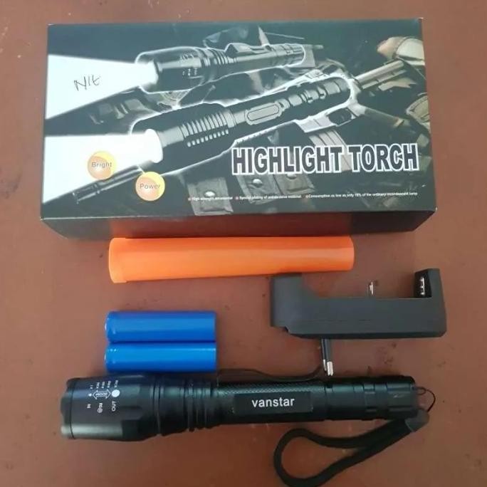TERMURAH - Lampu Senter Swat Police Vanstar T6 2 Baterai / Flashlight Cahaya Putih Baterai Charger