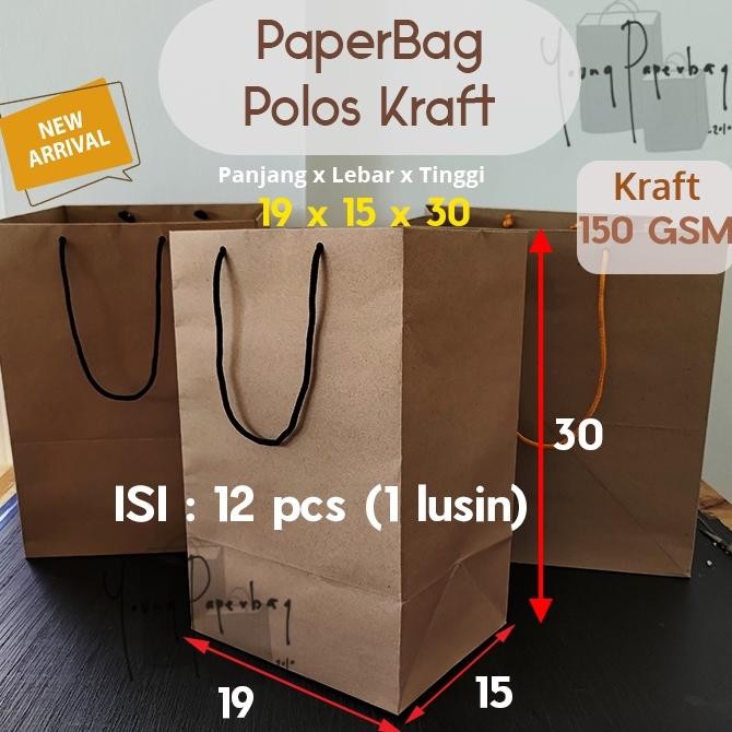 

UFO-2025 Paper Bag Tas Kertas Paperbag Kraft Coklat Polos 19 x 15 x 30 150GSM Sale