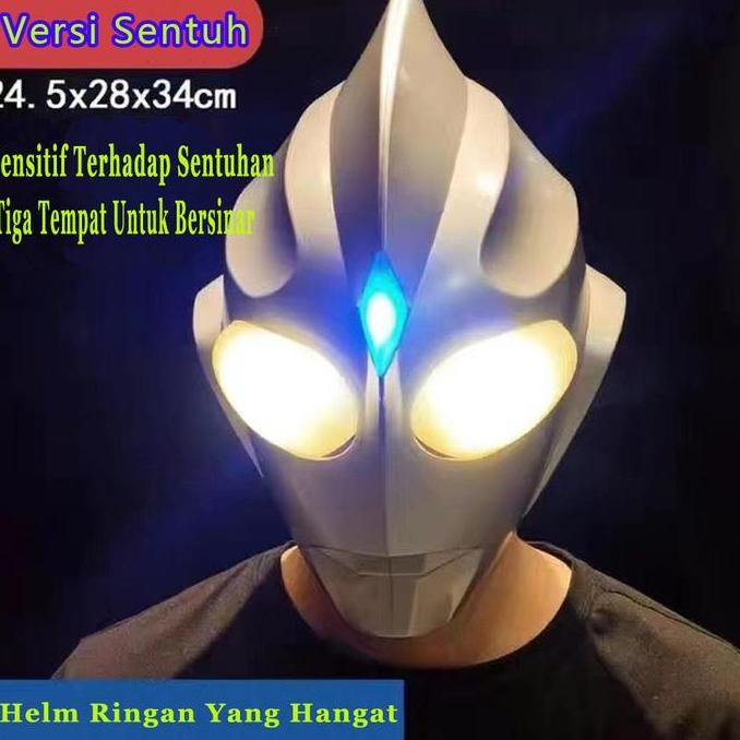 Topeng Ultraman Dewasa Anak Cosplay Tiga Tutup Kepala Helm Tutup Kepala Sensor Sentuh Masker Bercaha
