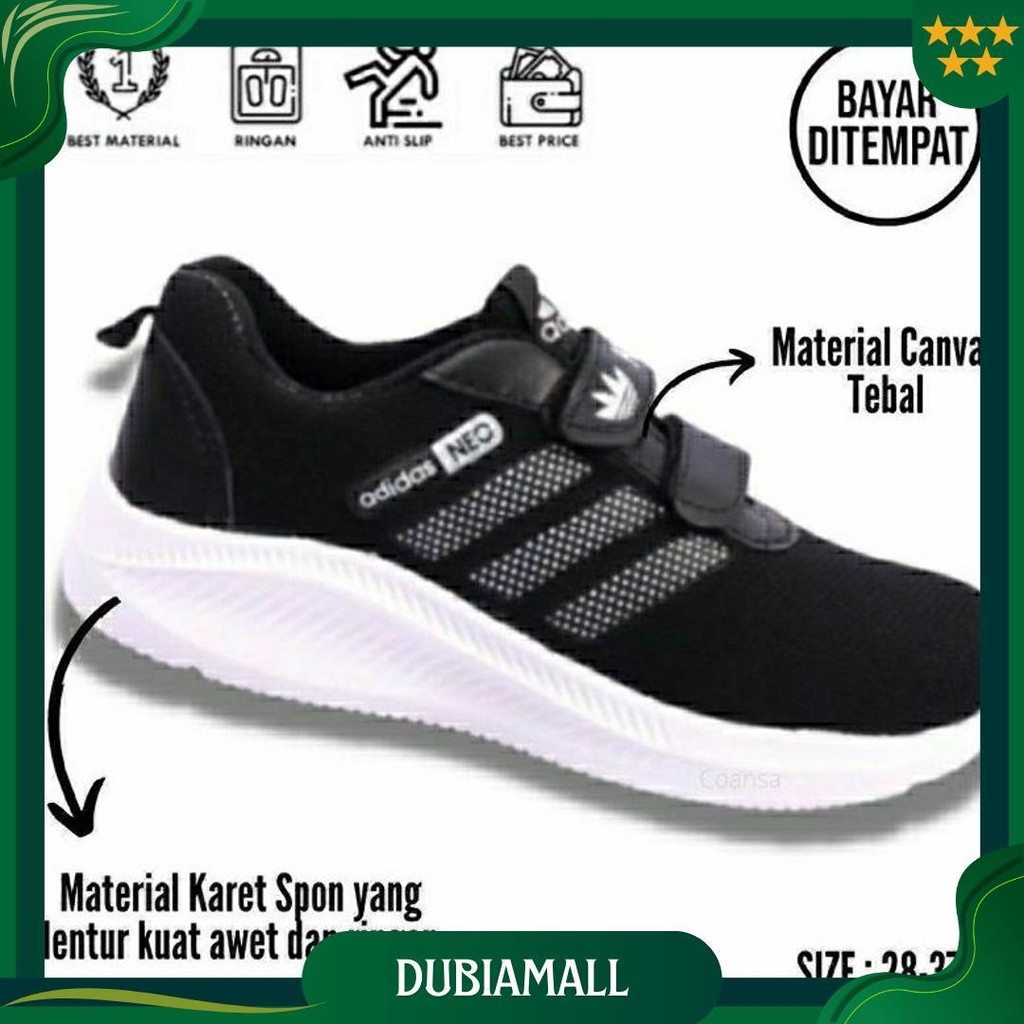 Sepatu Sekolah Anak Tk/Sd/Paud/Sepatu Anak Hitam Adidas Terbaru Promo Puncak