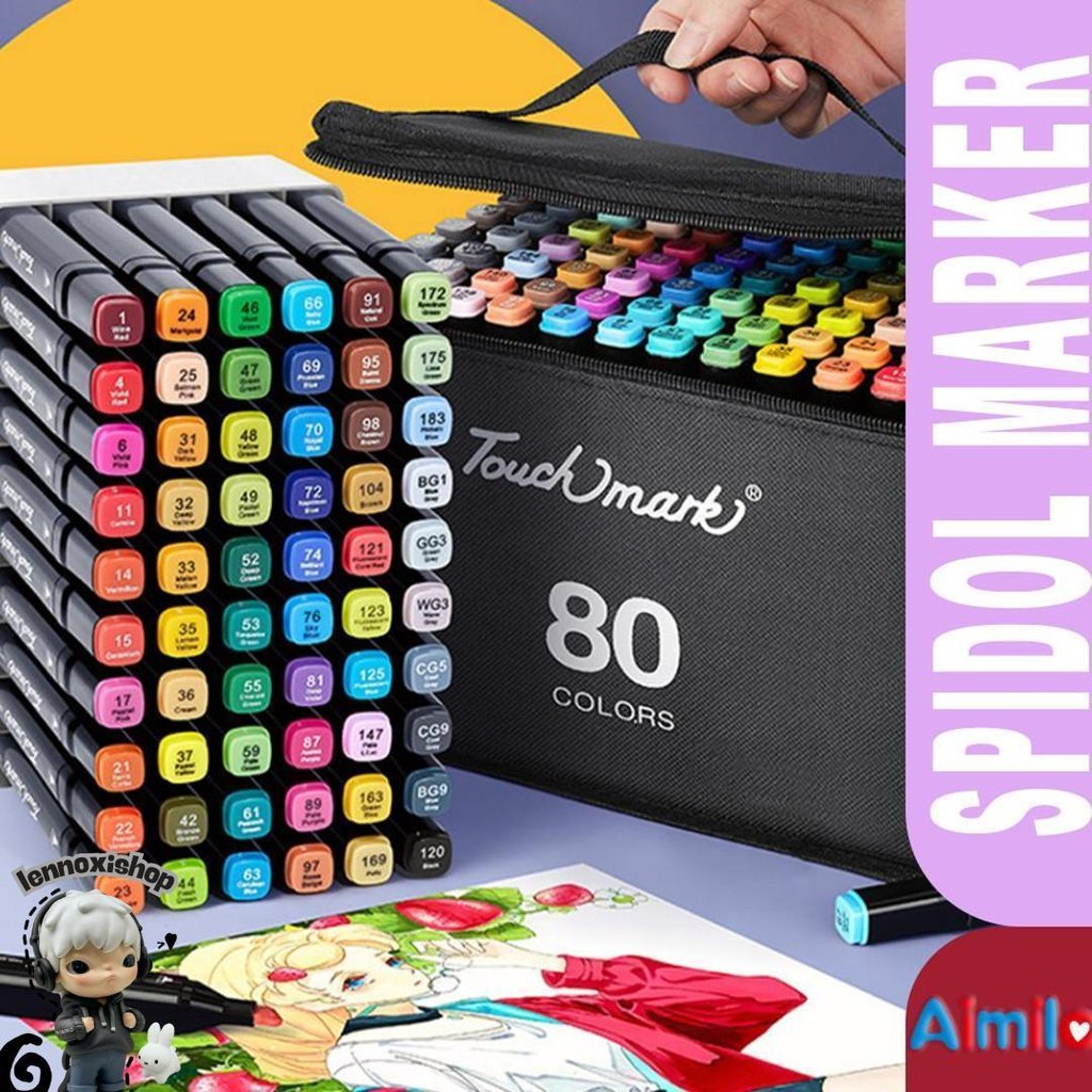 

Spidol Warna Warni 1 Set Sketch Marker 2 Tip Touch Marker 48/60/80 Warna Diskon