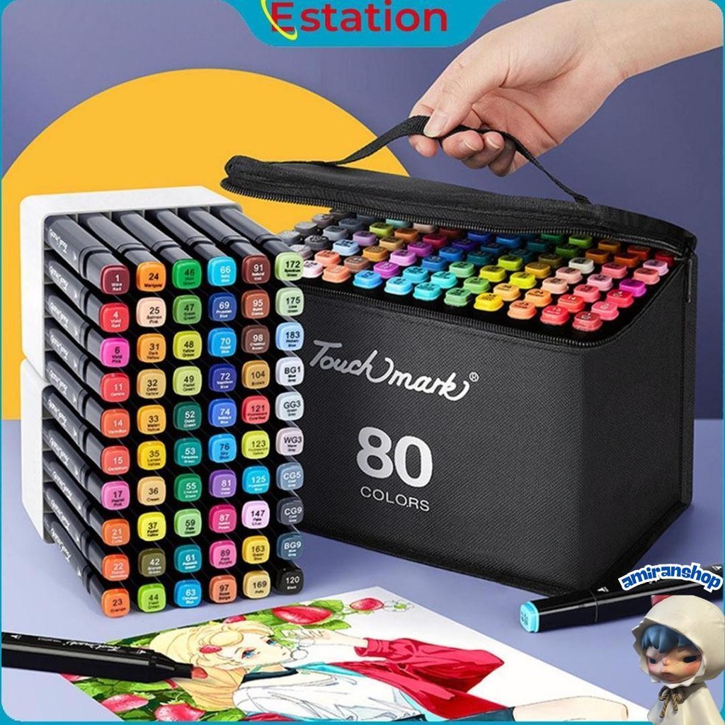 

Estation - Spidol Warna Warni 1 Set Sketch Marker 2 Tip Touch Marker 48/60/80 Warna Cod