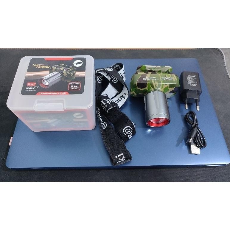 New AOKI SENTER KEPALA ZOOM AK-3671A/AK-3671K ARMY LORENG 60W 1100 lumen - senter AOKI LORENG Premiu
