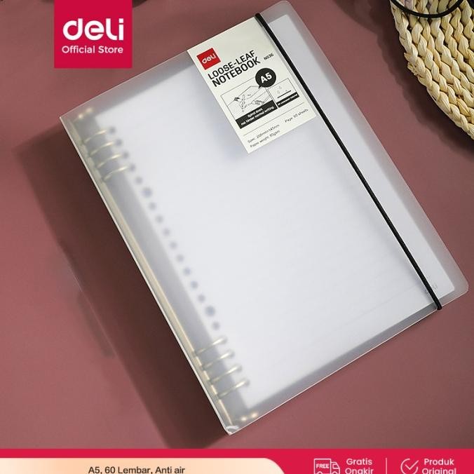 

Deli Loose-leaf Notebook Binder Buku Catatan A5 60 Lembar 8 Ring EN036