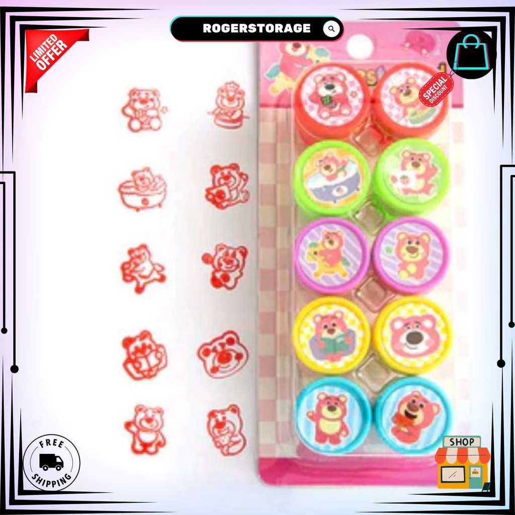 

(Isi 10Pcs ) Mainan Stempel Anak Unicorn Kartun Sanrio Lotso Labubu D Gratis Ongkir