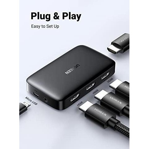 Ugreen Hdmi Switcher 3 In 1 4K 30Hz Hdmi Switcher Splitter 80125 New Stok