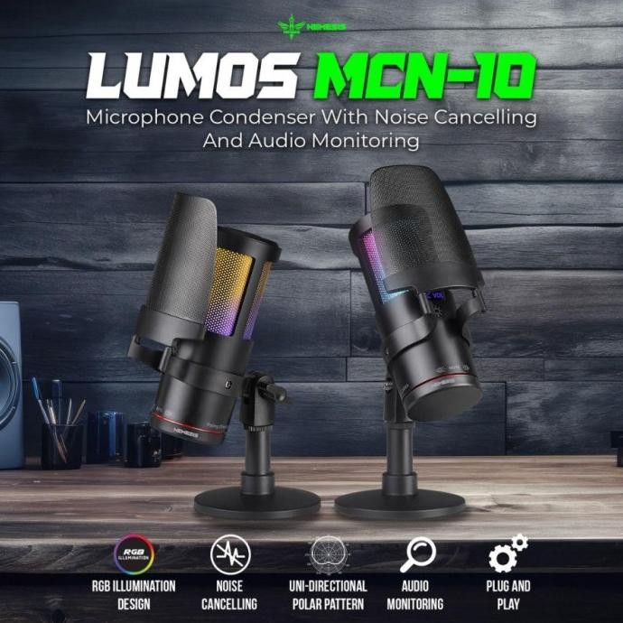 Grosir Nyk Nemesis Mic Condenser Rgb With Noise Cancelling Nemesis Lumos Mcn-10 | Mcn10 Microphone
