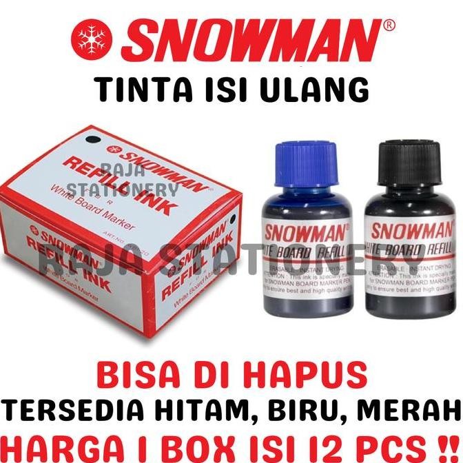

TERLARIS - SNOWMAN REFILL WHITEBOARD MARKER BLACK BLUE RED ISI TINTA SPIDOL SNOWMAN HITAM BIRU MERAH WBI-20 LUSIN BOX [12PCS]