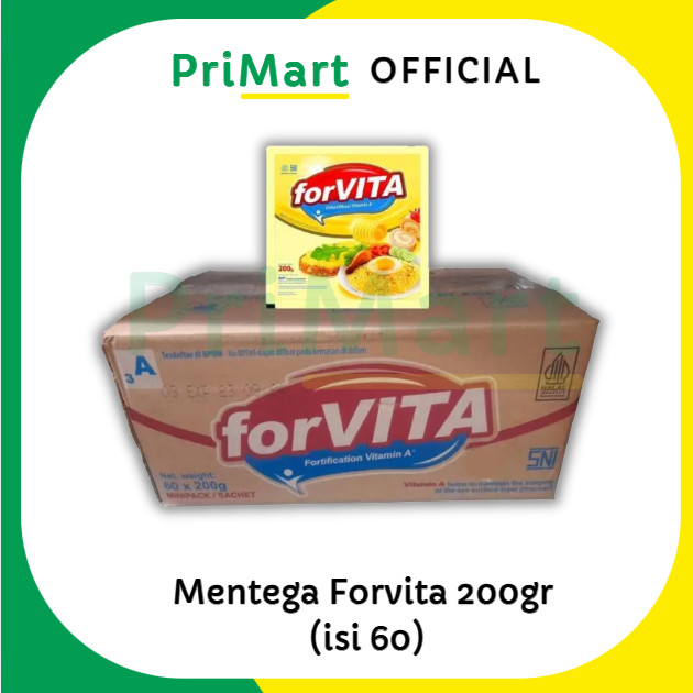 

Mentega Margarine Forvita 200gram dus karton isi 60