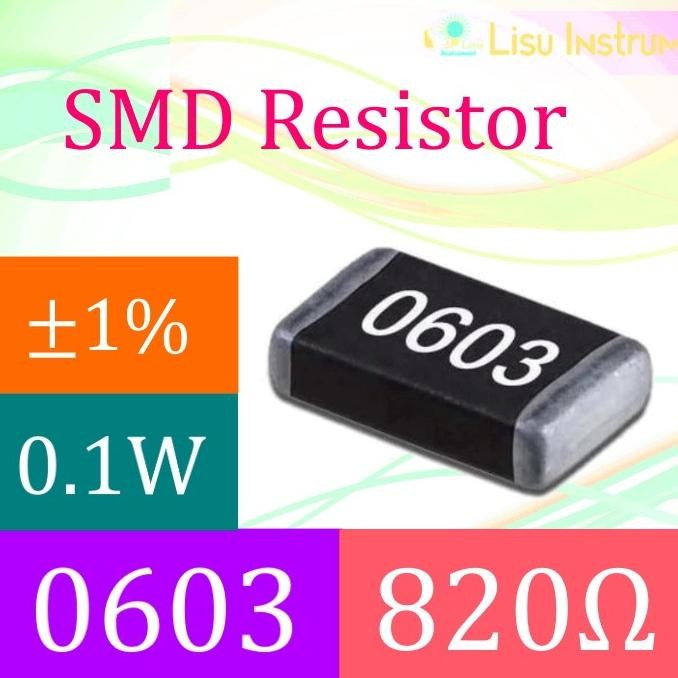 Murah (10) 820R 0603 1% Thick Film Resistors SMD Chip Resistor 8200 820 lisu992 Ayo Beli