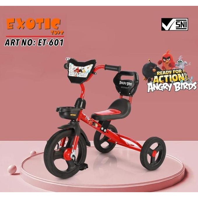 EXOTIC ET601 SEPEDA RODA TIGA ANAK STEEL BMX TRICYCLE BAN KARET 1-4TAHUN TOYS 1304T