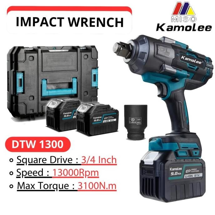 Kamolee Impact Wrench Cordless Torsi Besar 3100 N.m  Kunci Pas 3/4"
