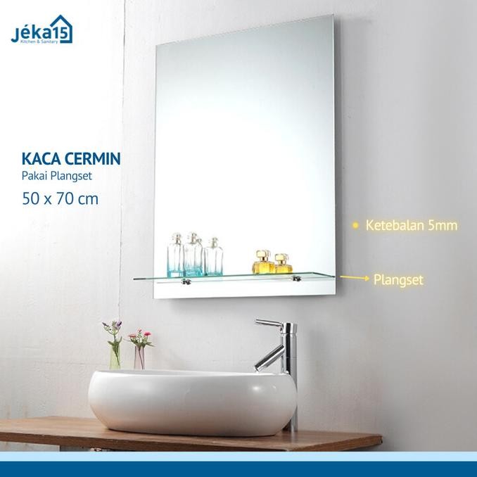 TERBARU - KACA CERMIN Kamar Mandi Besar ASAHI 5ML UKURAN 50X70 BEVEL PERSEGI