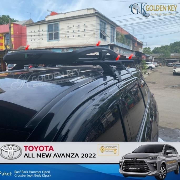 Paket All New Avanza 2022 Roof Rack Hummer + Crossbar Jepit Body Rak Bagasi Atas Mobil Original Dan 