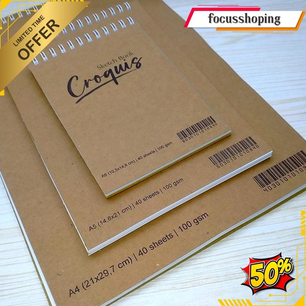 

Sketchbook Hard Cover Croquis A4 / A5 / A6 - Buku Drawing Sketsa Halus 100 Gsm Bisa Cod
