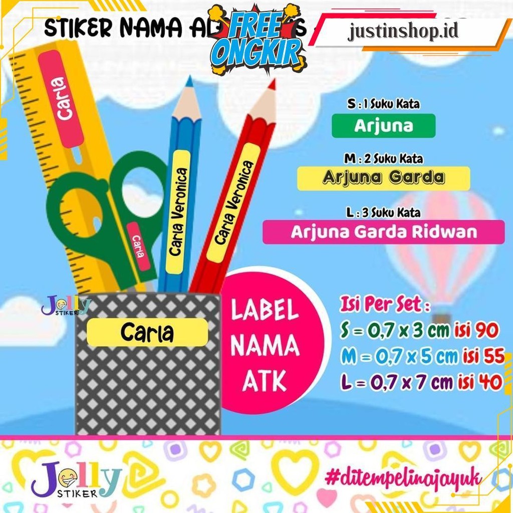 

Stiker Nama Alat Tulis Anak Waterproof Costum Sticker Pensil Anti Air Label Atk Pulpen Crayon Cod