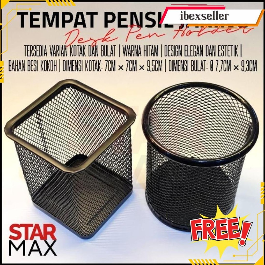 

Tempat Pensil Jaring Warna Hitam Bentuk Bulat / Kotak | Per Pcs Termurah Banget
