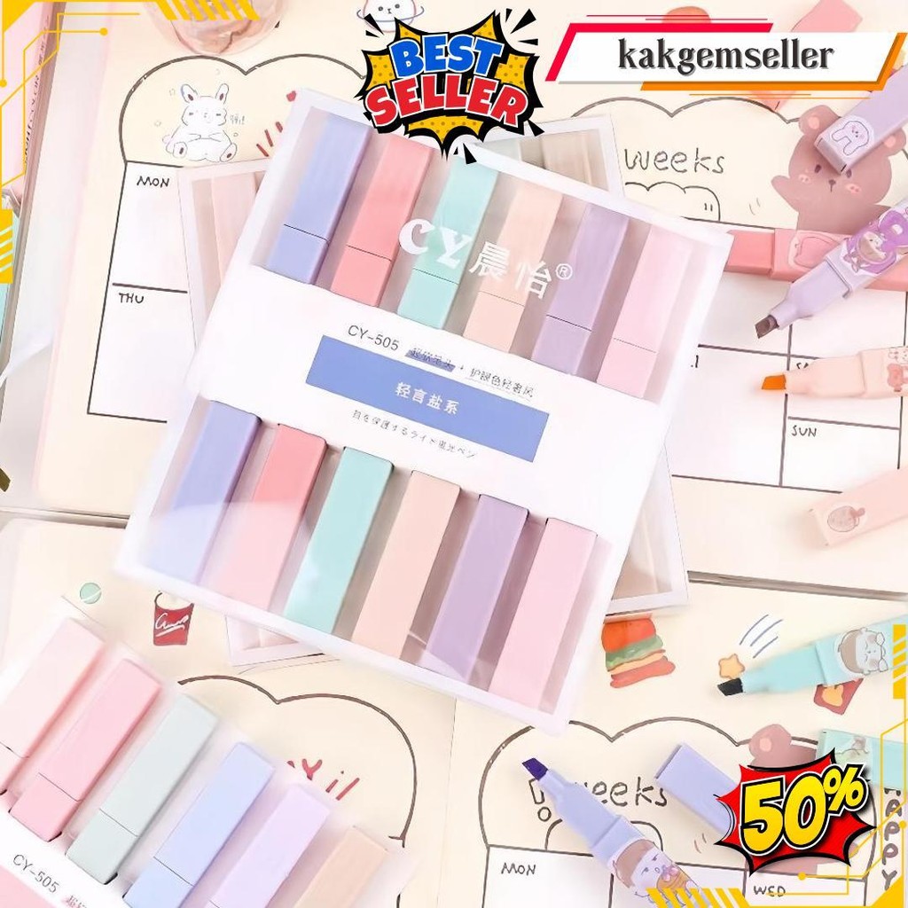 

Set 6 Highlighter Macaron Warna Retro Morandi - Pensil Marker Untuk Catatan & Menggambar Bisa Cod