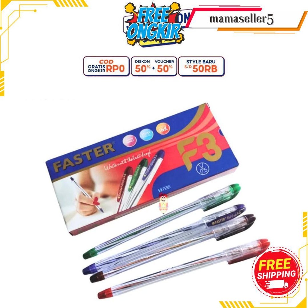 

Pena / Pulpen / Ballpoint / Bolpen Faster F3 0.5Mm Gratis Ongkir