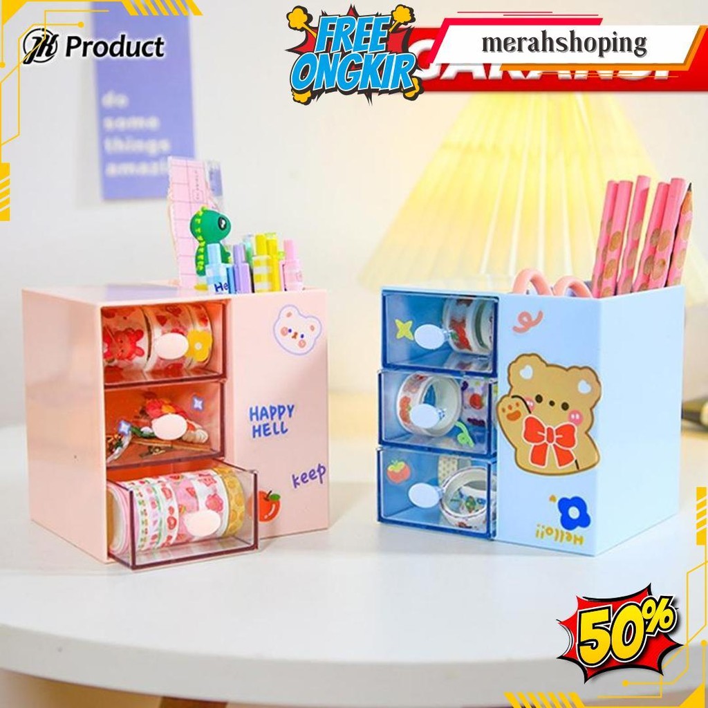 

Laci Mini Atk Tempat Pensil Pulpen Alat Tulis Aksesoris Storage Organizer Motif Lucu Cod