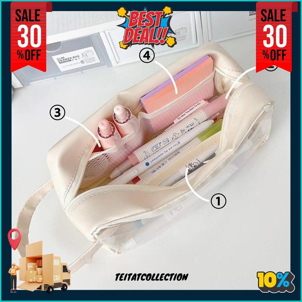 

Winzige Kotak Pensil Transparan Kapasitas Besar Tempat Pensil Aesthetic Pencil Case Large Pen Pouch Lucu Korea Stationery Organizer Tempat Pensil Anak Perempuan Berwarna-Warni Termurah Banget