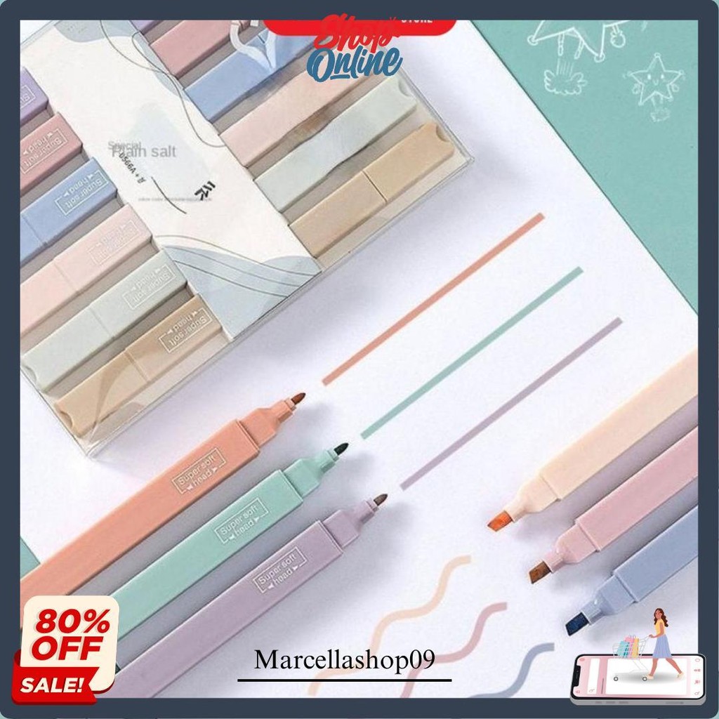 

Flashee Highlighter Spidol 6 Pcs Highlighter 2 In 1 Double Brush Spidol Warna Pastel Cod