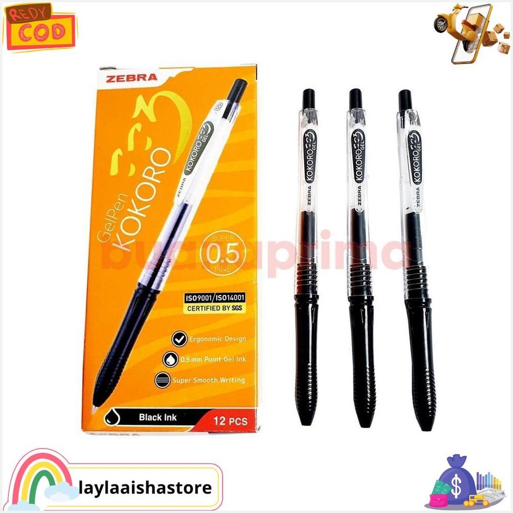 

Pulpen Kokoro Zebra Gel 0.5 Mm Gel Pen Hitam Biru Merah Hijau Termurah Banget