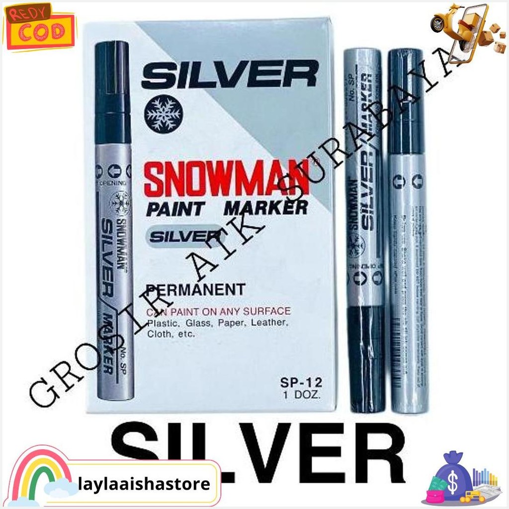 

Spidol Snowman Paint Marker Permanen Besar Sedang Silver Sp 12 / Sp-12 Cod