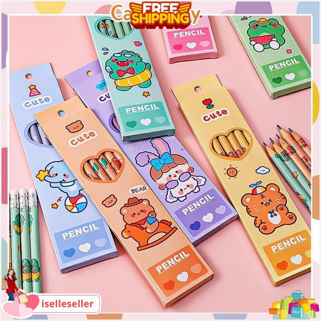 

6 Pcs Pensil Hb Lucu Imut Souvenir Kado Bear Rabbit Frog Siap Kirim