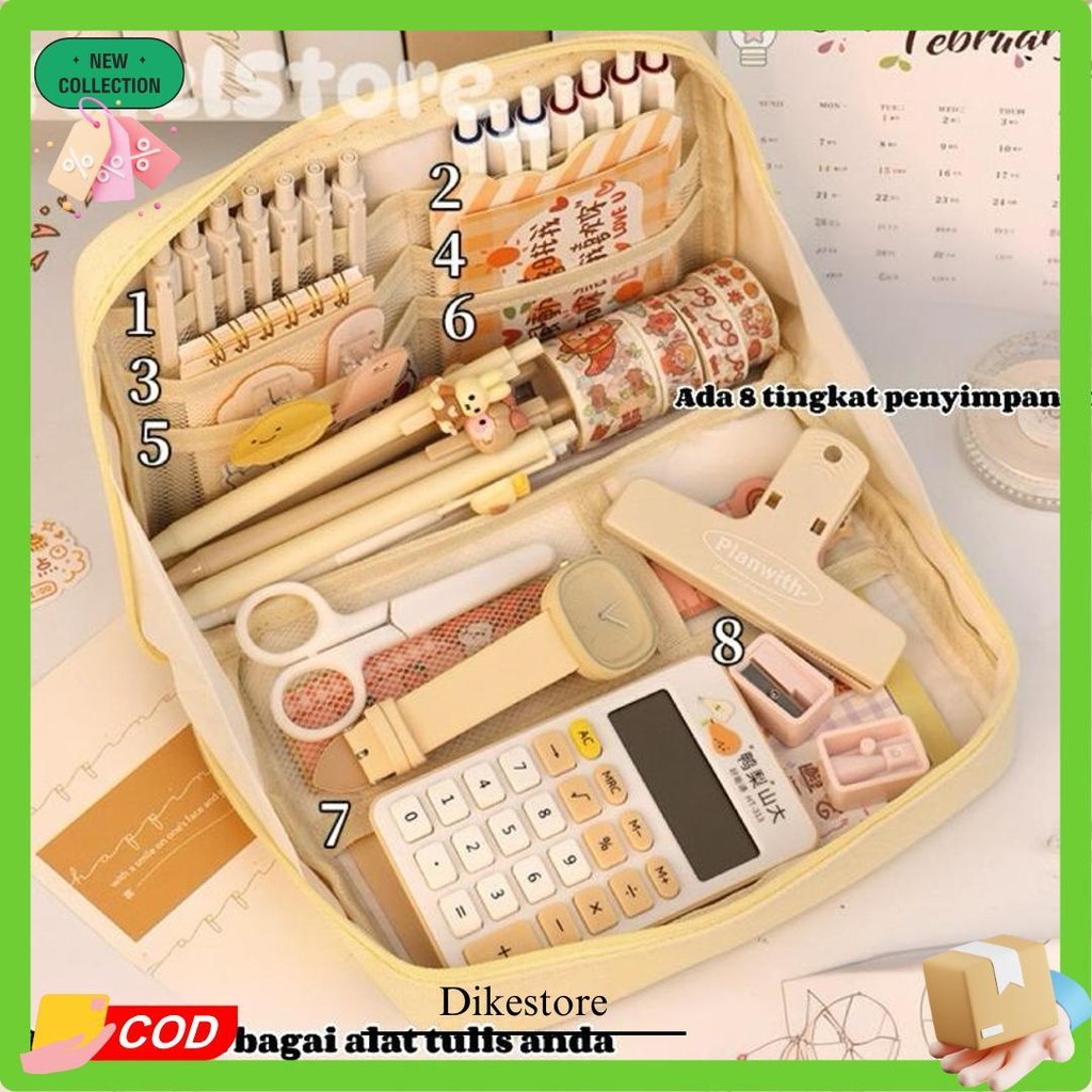 

Tempat Pensil Multifungsi / Tas Perlengkapan Kantor Dan Anak Sekolah / Kotak Pensil Aesthetic Original Produk