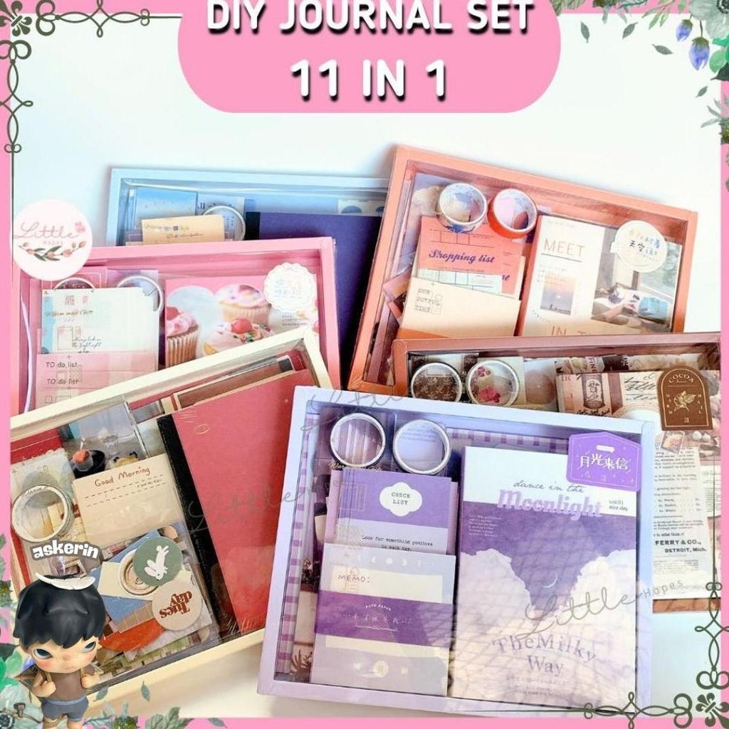 

Gift Box 155 Pcs A6 Diy Journal Set 11 In 1 Hadiah Murah Unik Vintage Scrapbook Cod Lucu Kilat