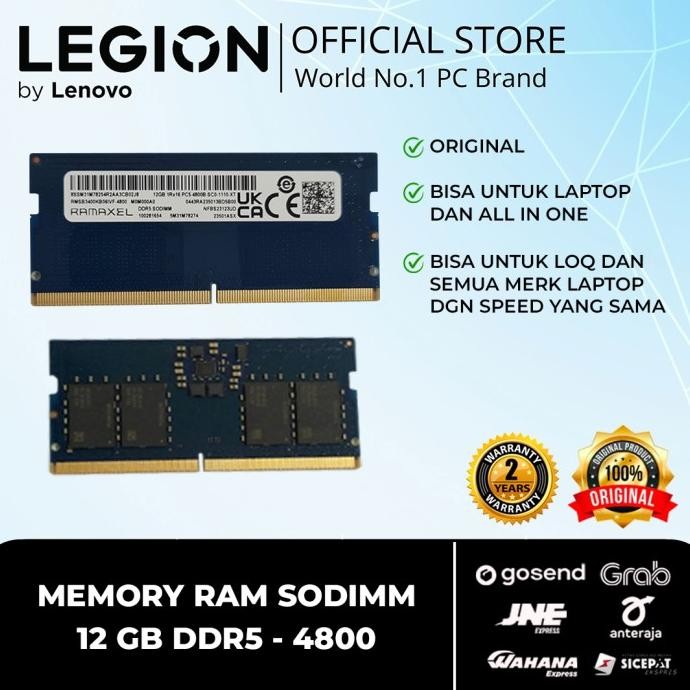Memory Ram Sodimm 12 Gb Ddr5 - 4800 Original New Lenovo Gaming Loq Bisa Untuk Laptop Dan All In One
