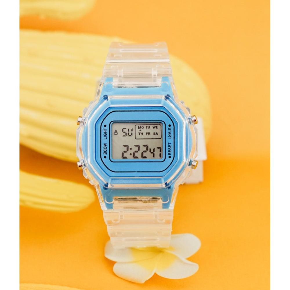ty-35 Iwd Jam Tangan Wanita Pria Digital Couple Strap Rubber Bening Jelly Transparan Belum Anti Air 