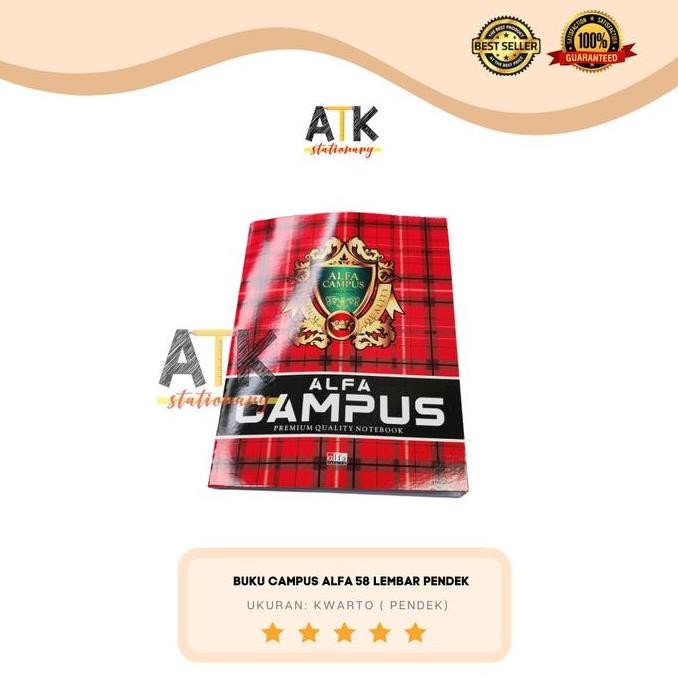 

Promo!! Buku Tulis Alfa Campus 58 Lembar Premium Ukuran Kwarto Pendek Atk
