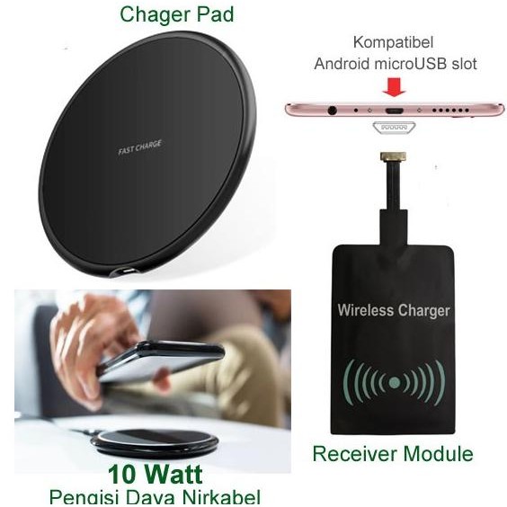 Sale Pengisi Daya Nirkabel Android 10W | Wireless Charger Pad + Receiver