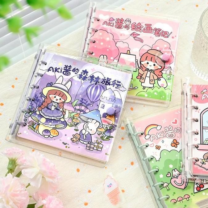 

Promo!! Buku Binder Ring Besi / Diary Journaling Isi 80 Lembar Ukuran 13Cmx13Cm Lebar Motif Momo Kartun Lucu Waterproof Grid