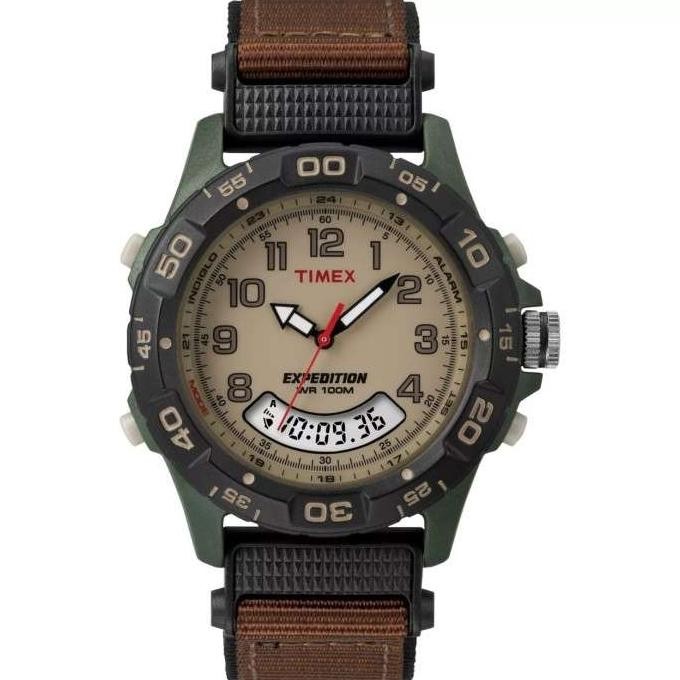 Timex T45181 Mens Expedition Combo Brown Watch Indiglo Chronograph LUIS