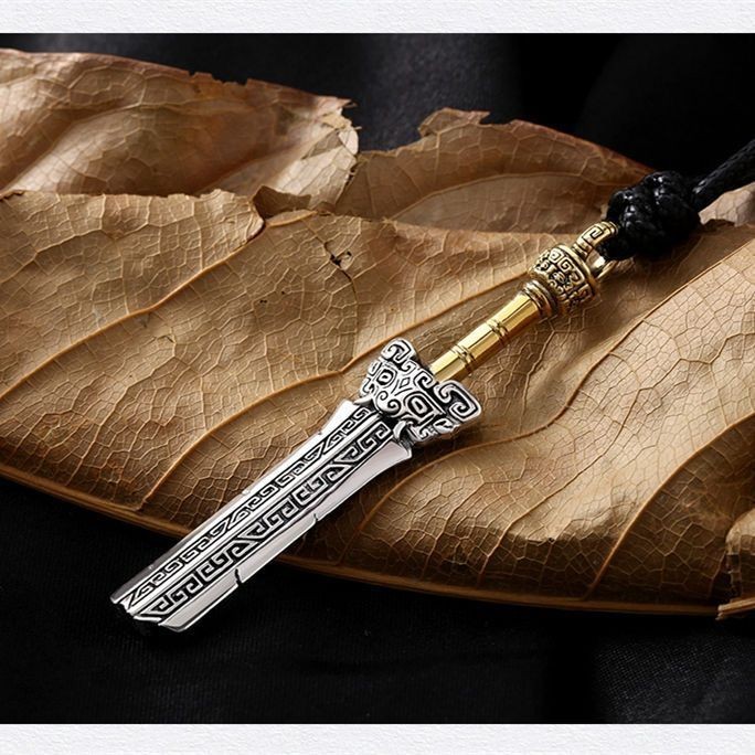 Kalung Liontin Pedang Patah Restorasi Perak Murni untuk Pria, Kalung Pasangan Pribadi Pria Perak Mur