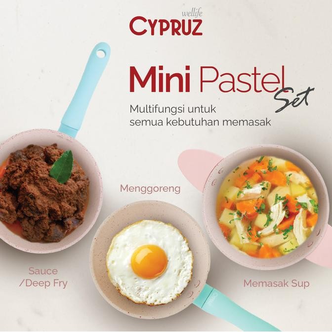Promo Cypruz Cookware Set Mini Pastel Series Wajan Set Premium Anti Lengket