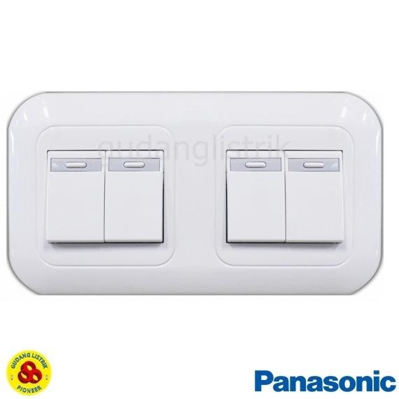 Murah Panasonic Saklar 4G WEJ5531 + WEJ78049 Wide Series 4 Gang Tanam Putih Non COD