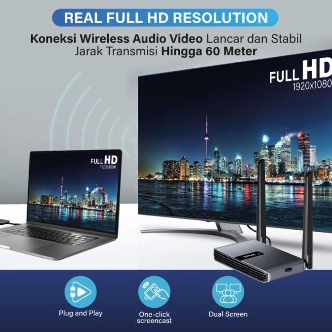 Wireless Hdmi Video Transmitter Receiver Display Tv Mirroring Px